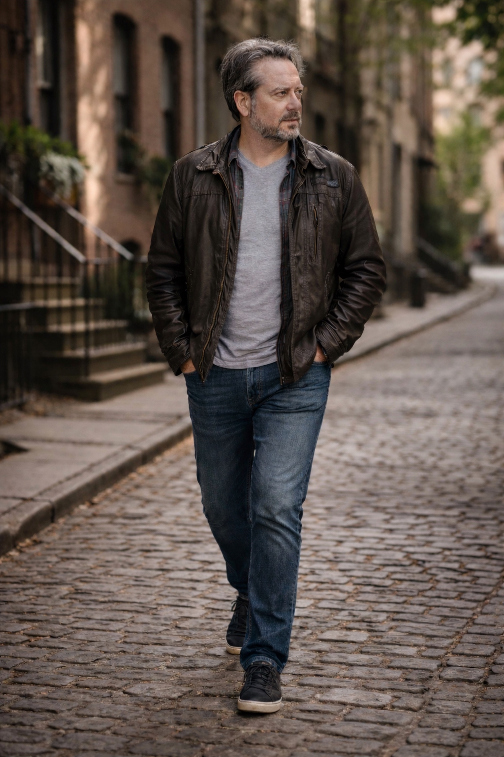 Jeff walking on a city street